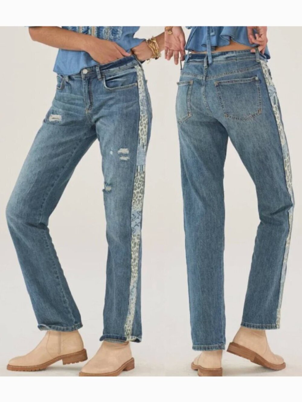 PILCRO AND THE LETTERPRESS ANTHROPOLOGIE ANTHRO Slim Boyfriend Jeans Stripe Crop